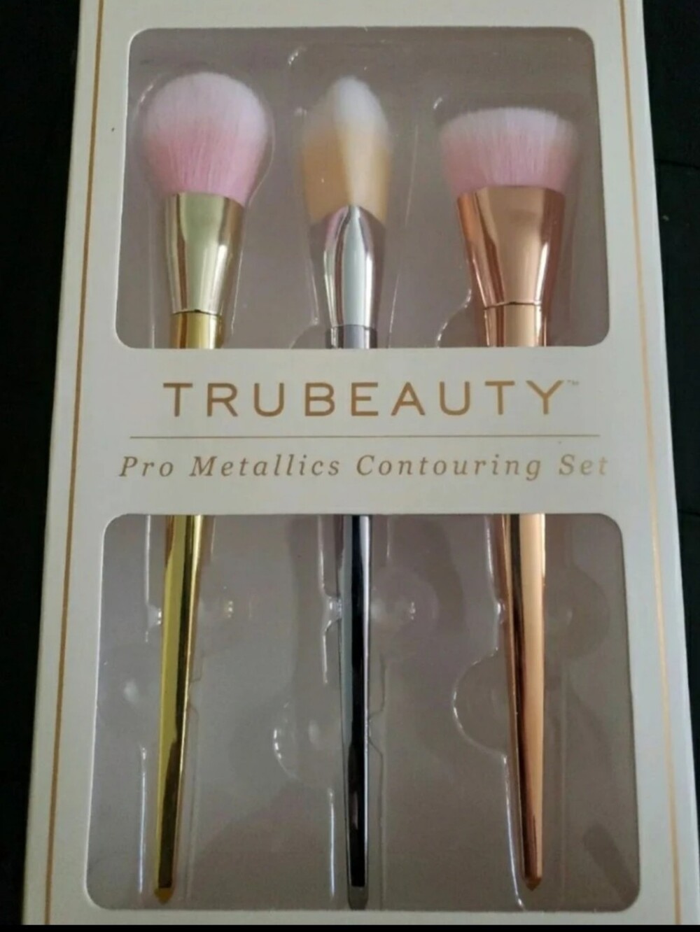 TRUBEAUTY Pro Metallics Contouring Brush Set - Pink & Metallic Handles